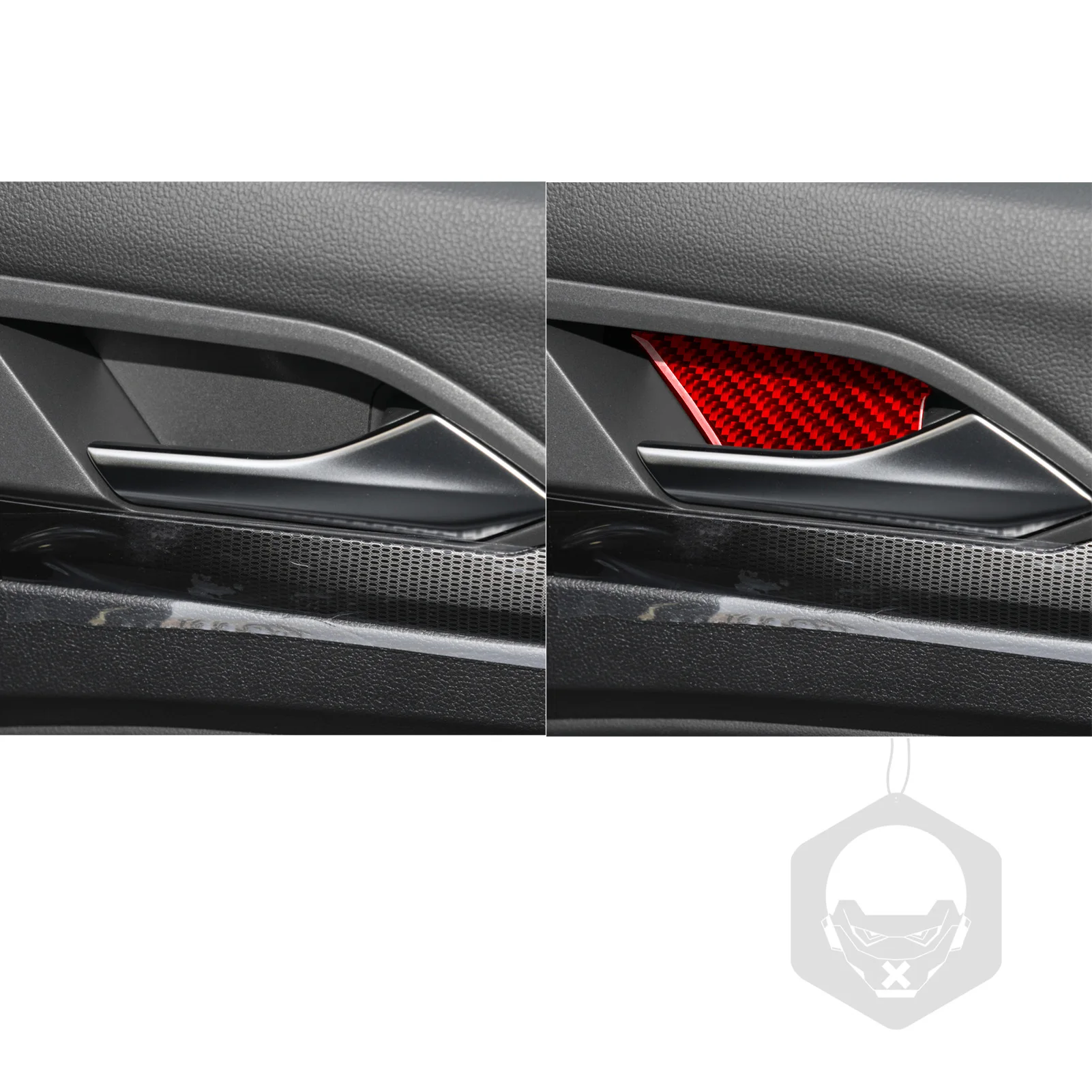 For Volkswagen Golf 8 2021-2026 Car Inner Door Bowl Panel Trim Red Real Soft Carbon Fiber Interior Car Accessories Stickers