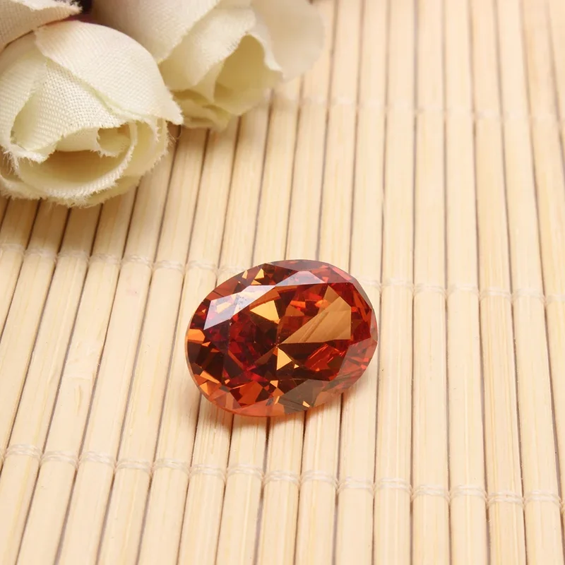 เพชรแซฟไฟร์แชมเปญอุ่น18.38CT ขนาด13x18มม. เครื่องประดับเพชรรูปวงรีทรงหลวมอัญมณีตกแต่งงานแต่งงานงานฝีมือ