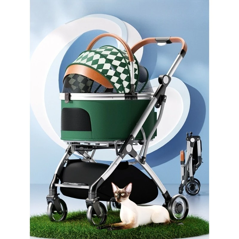

W1 small and medium-sized pet cart, go out dog cart separation lightweight folding aluminum alloy shock-absorbing dog cart
