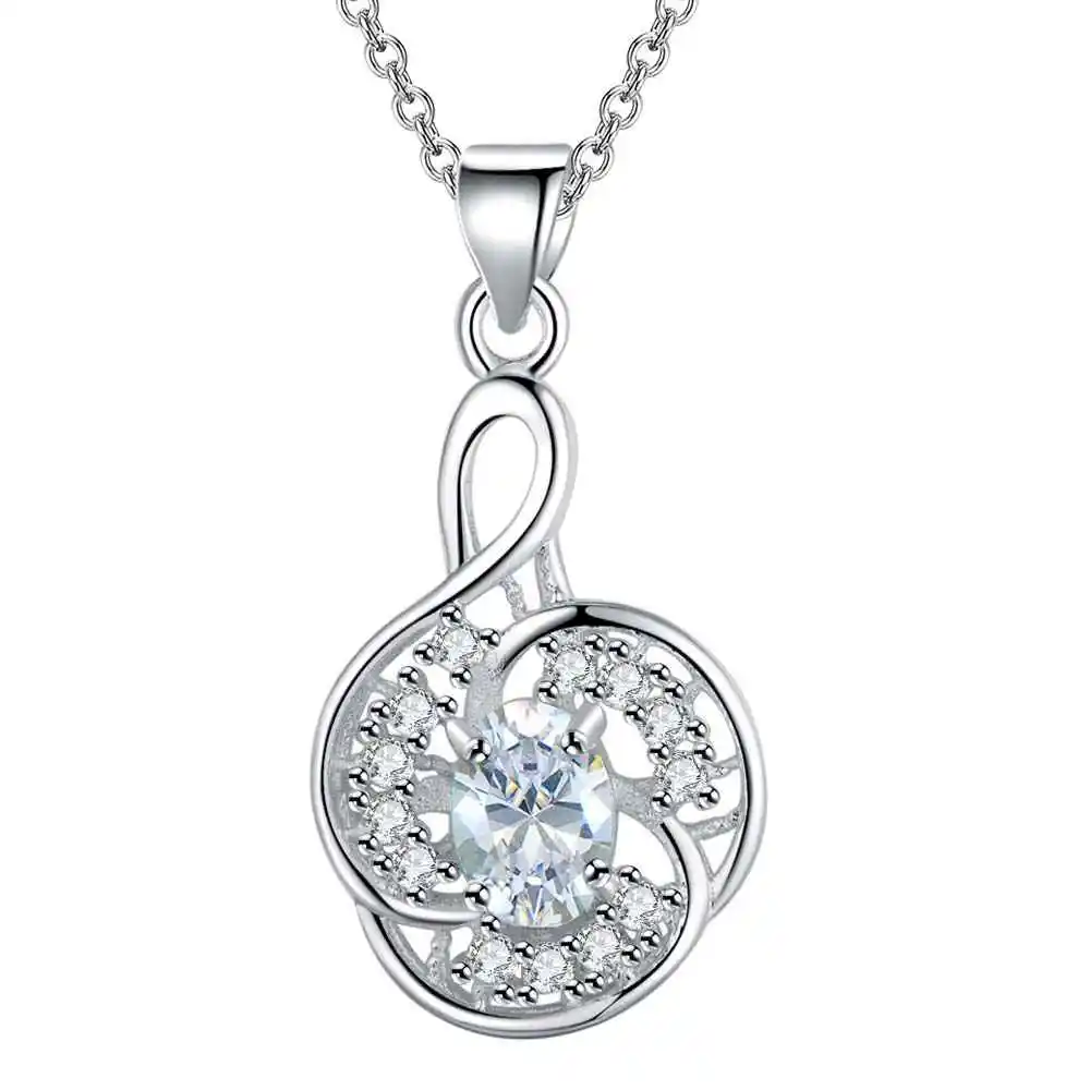 Women's 925 Sterling Silver Shining Zircon Pendant Necklace