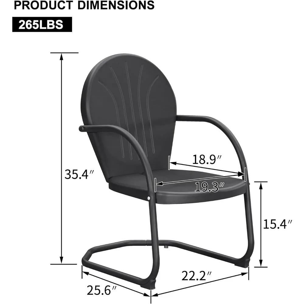 Outdoor Chairs Retro Metal, C-Spring Motion, Chair Set of 2 Garden Outdoor, for Pool Lawn Backyard, Chairs