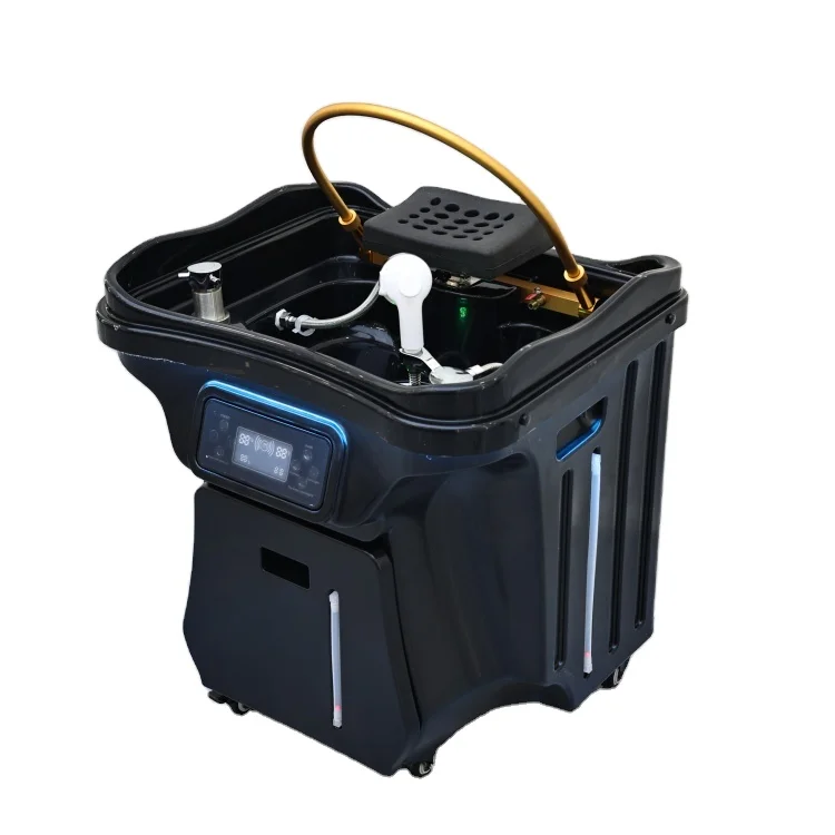 Wholesale Pipe-less Portable Shampoo Basin Hair Washing Sink Head Therapy Shampoo Bed with Waterfall Circulation Heater