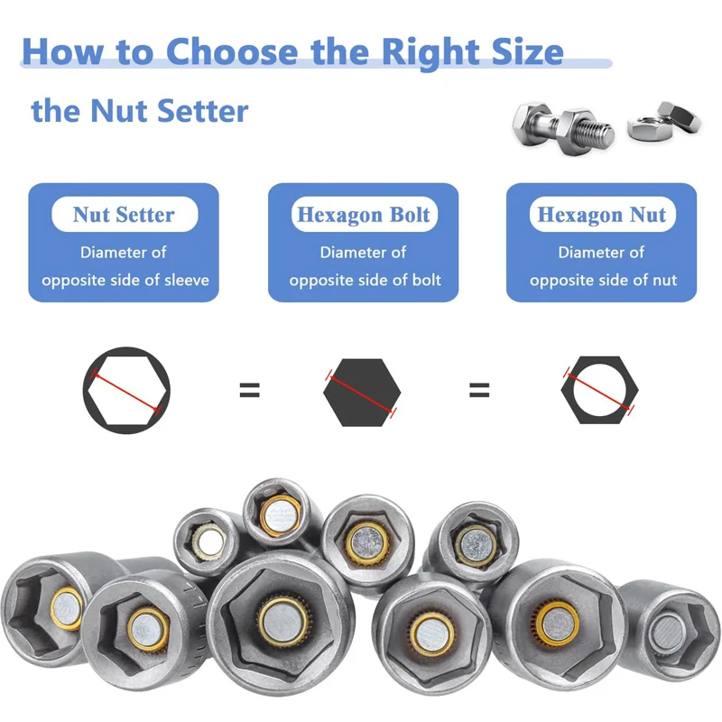 Impact Socket Set 8/10pcs Magnetic Nut Screwdriver 1/4 Hex Key Set Drill Bit Adapter for Power Drills Impact Drivers Socket Kit