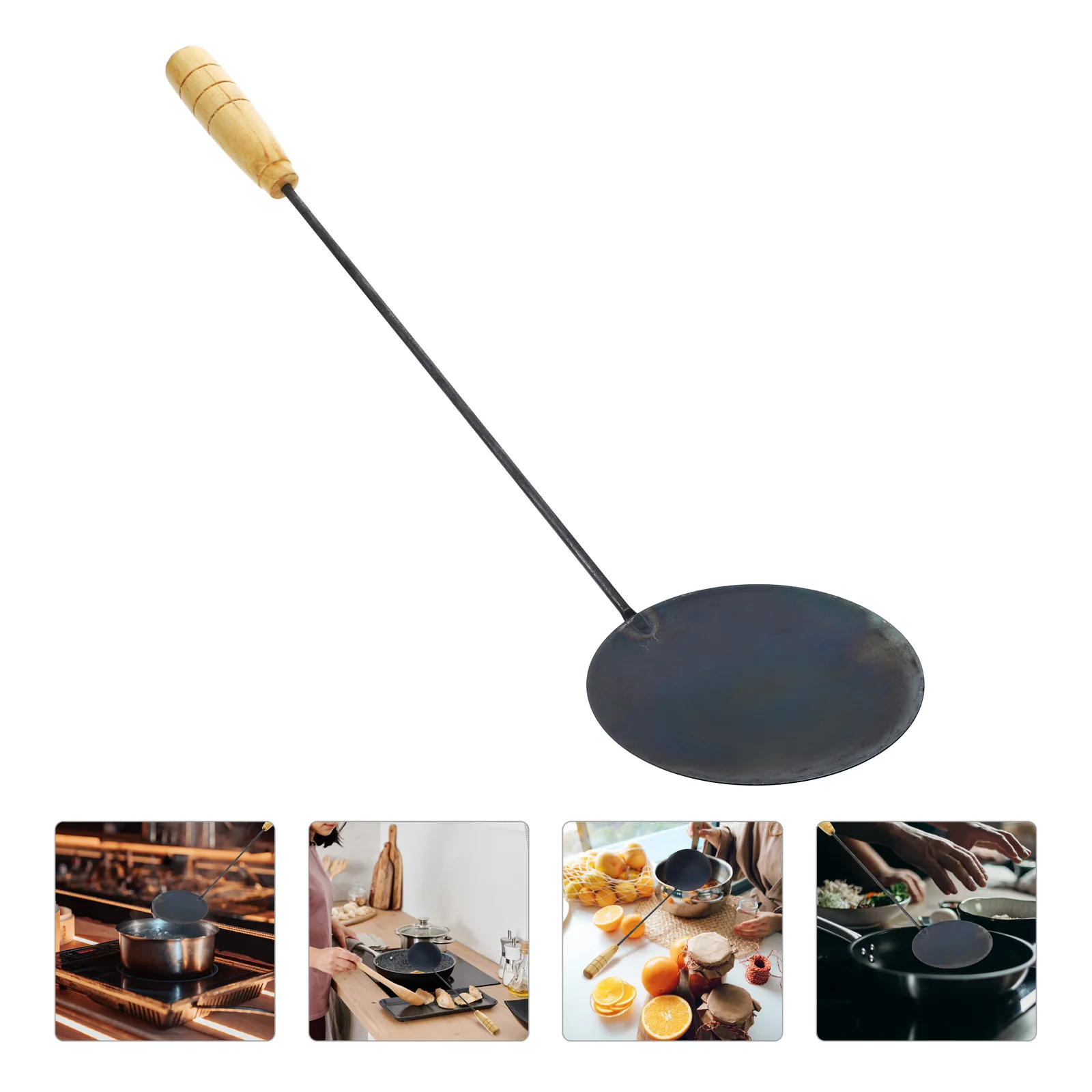 

1pc Oil Cake Spoon Non-Stick Long Handle Frying Spoon For Pancakes Scallion Cakes Oyster Snacks Kitchen Baking Tool