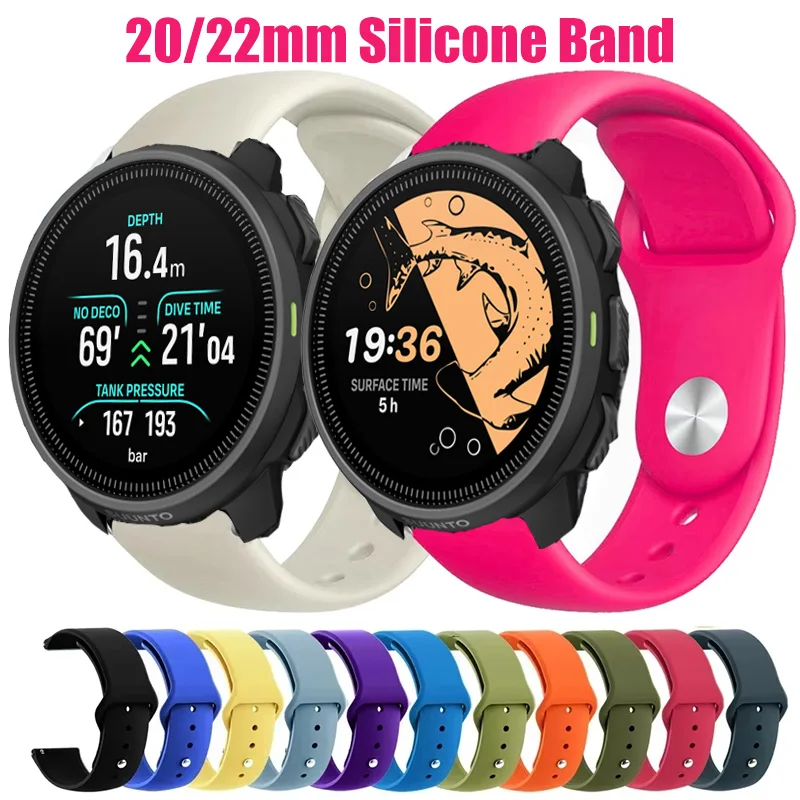 20 22mm Silikonarmband für Suunto Nautic S/Race 2/Vertical 2 1 Armband Correa für Suunto 5 Peak/9 Peak Pro DLC/3 3 Fitness