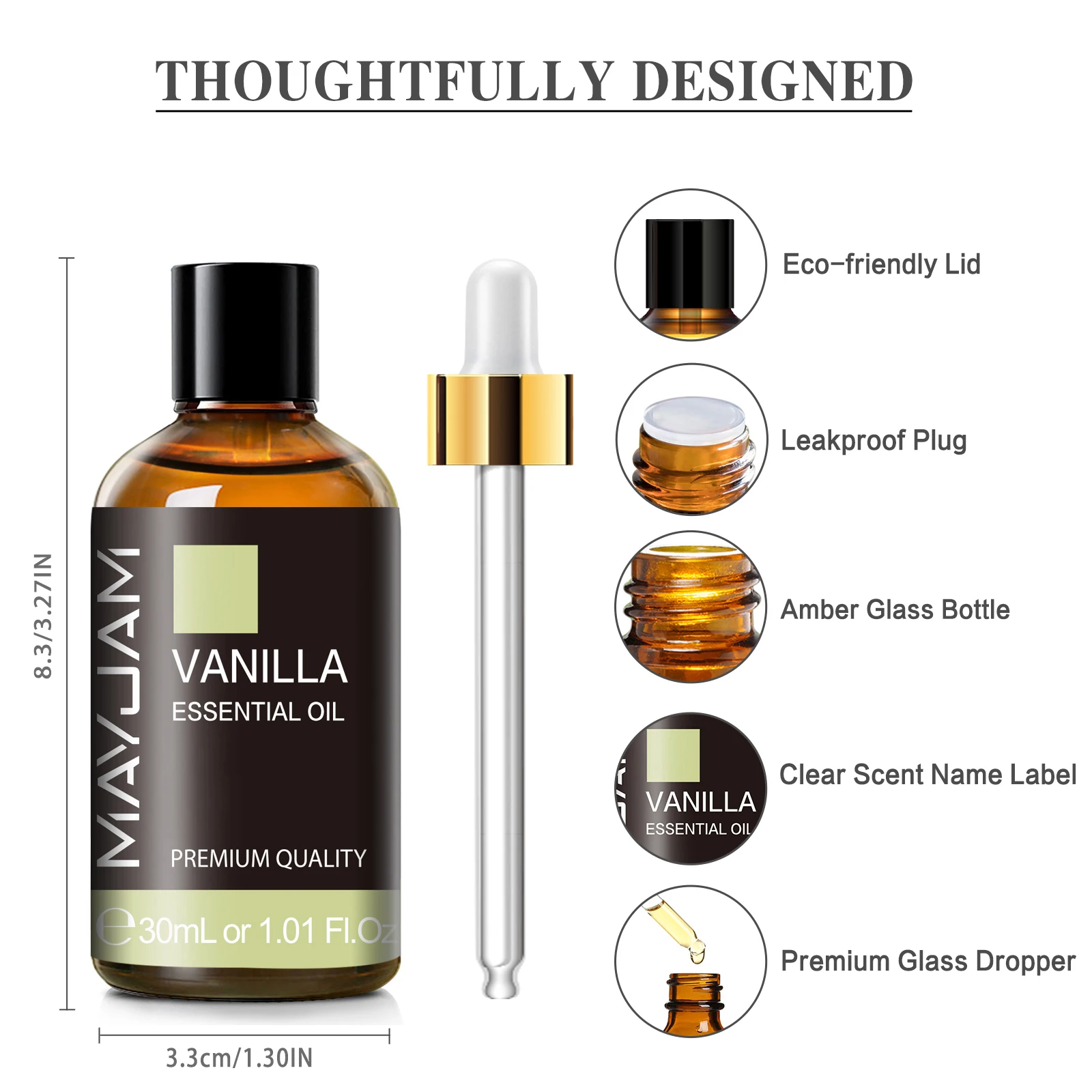 MAYJAM-Aceites Esenciales naturales puros, vainilla, menta, citronela, pomelo, naranja dulce, 30ml