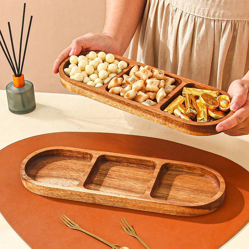 Wooden Tray Breakfast Food Dinner Plate Dessert Plate Nut And Fruit Cake Plate Snack Western Steak Kitchen Seasoning Dish Plate