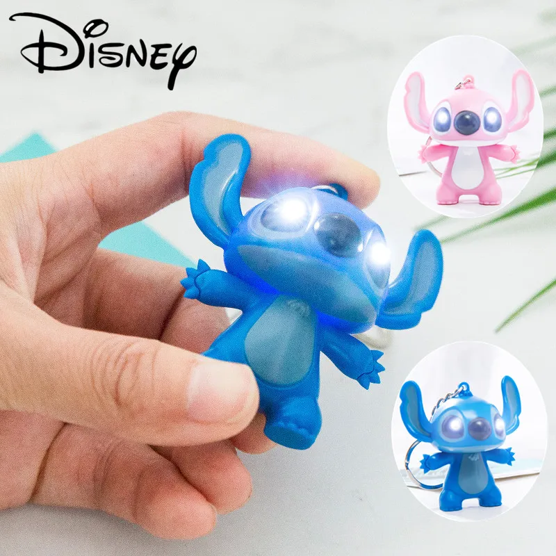 Disney-Lilo e Stitch LED Keychain, Figuras dos Desenhos Animados, Luz Noturna Brilhante, Pingente Novidade, Presente Kids