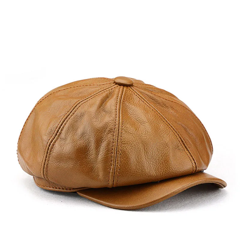 Gorra de cuero Real para hombre y mujer, gorro de artista de estilo británico, boina de ocio, moda callejera al aire libre, invierno y otoño