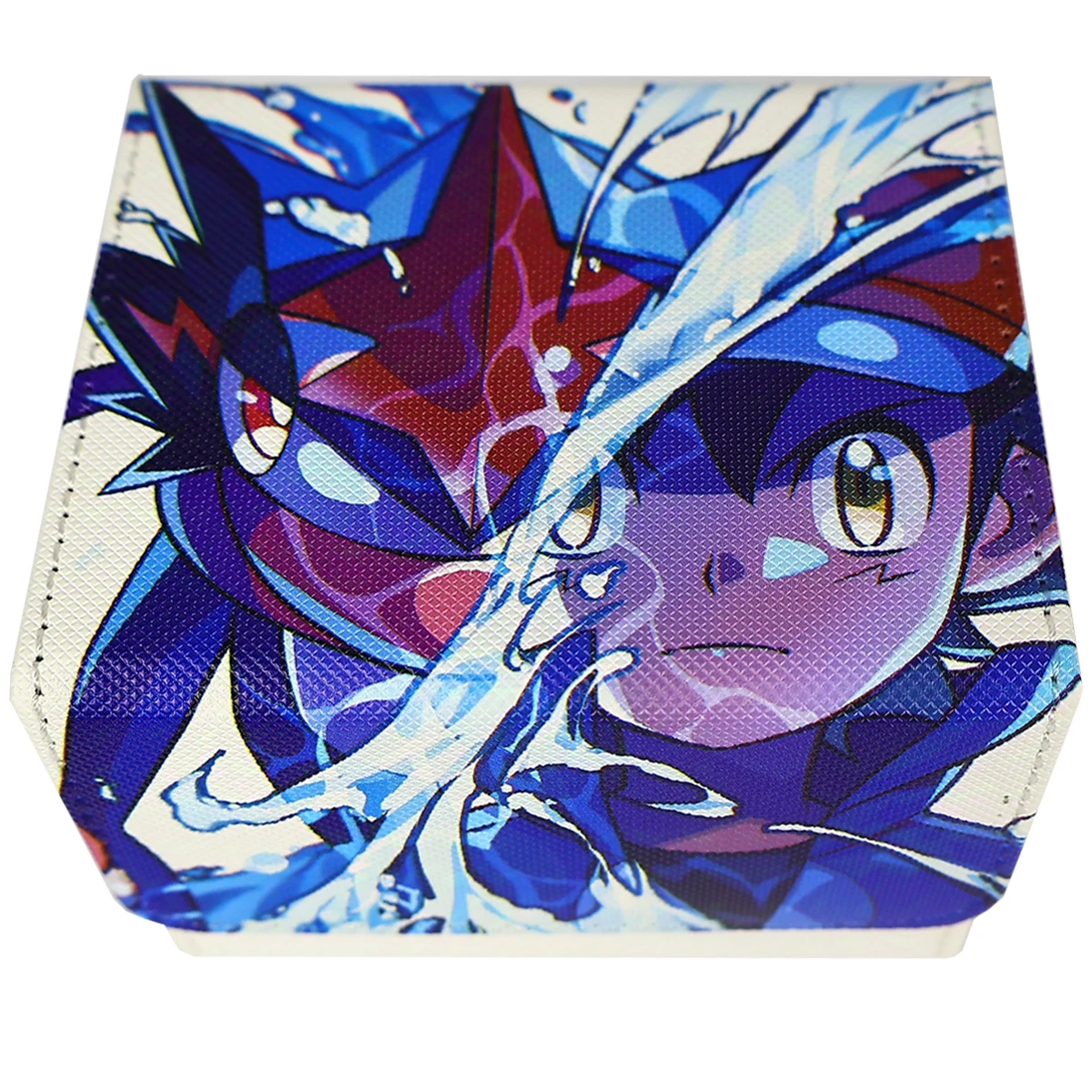 Diy ptcg greninja cinza ketchum caixa de armazenamento de cartão de couro opcg ptcg ygo caixa de armazenamento de cartão magnético com armazenamento lateral presente brinquedos