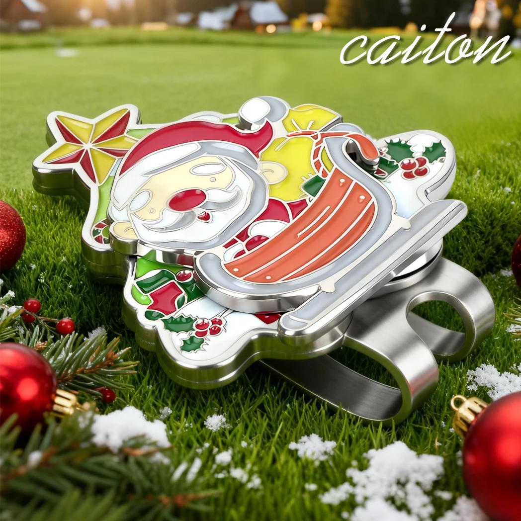 

Рождественский зажим для шляпы для гольфа Caiton, зажим для маркера с магнитным шариком в виде Точки Санта-Клауса, забавный праздничный аксессуар для гольфа и подарок для игроков в гольф