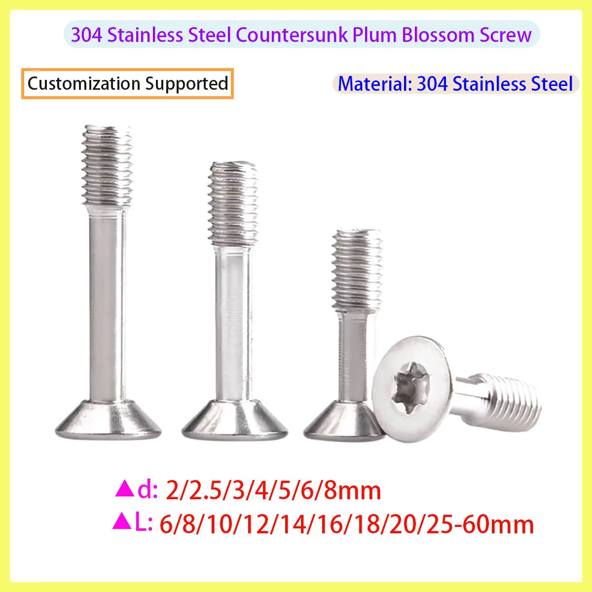 

304 Stainless Steel Countersunk Head Torx Captive Screws Half Thread Non-Removable Anti-Loose Fastening Screws M2-M10