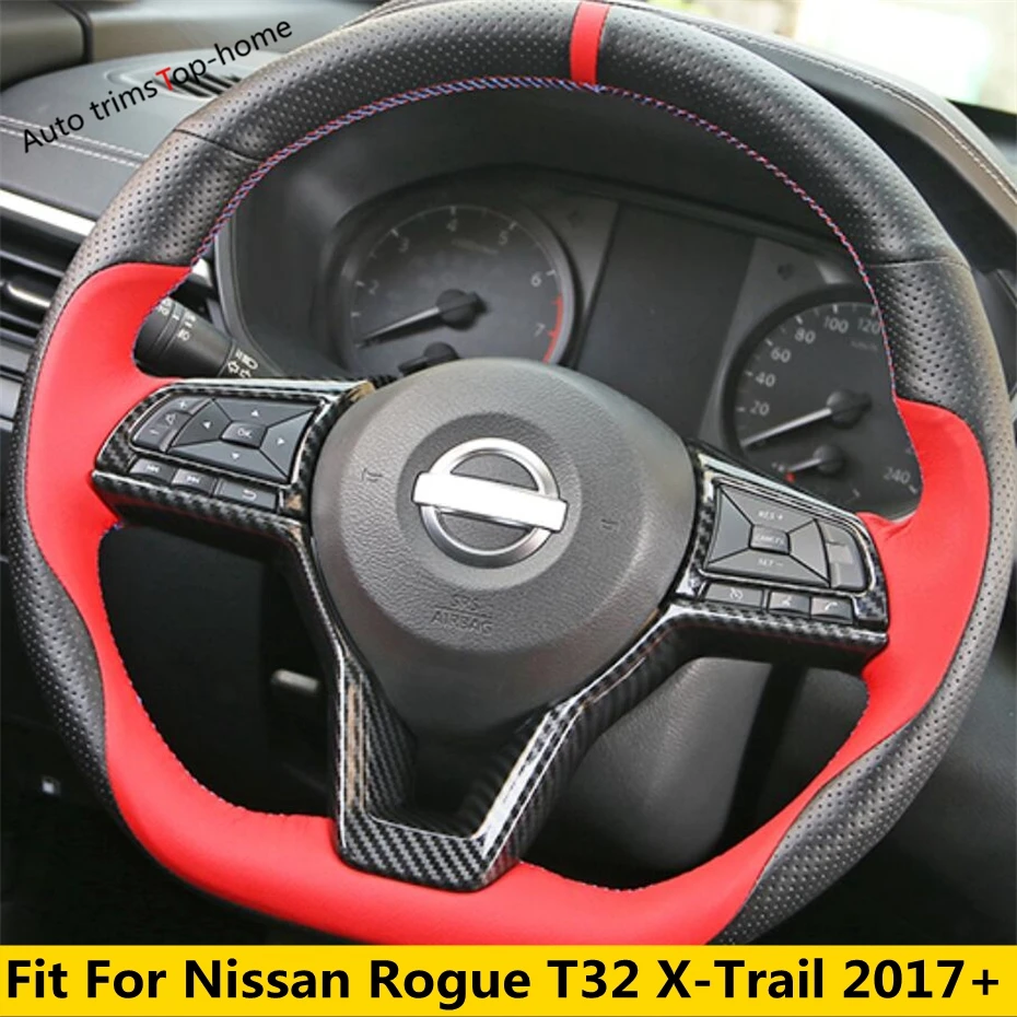 

Steering Wheel Frame Decor Cover Trim Fit For Nissan Rogue T32 X-Trail 2017 - 2020 Carbon Fiber Look / Red Interior Accessories