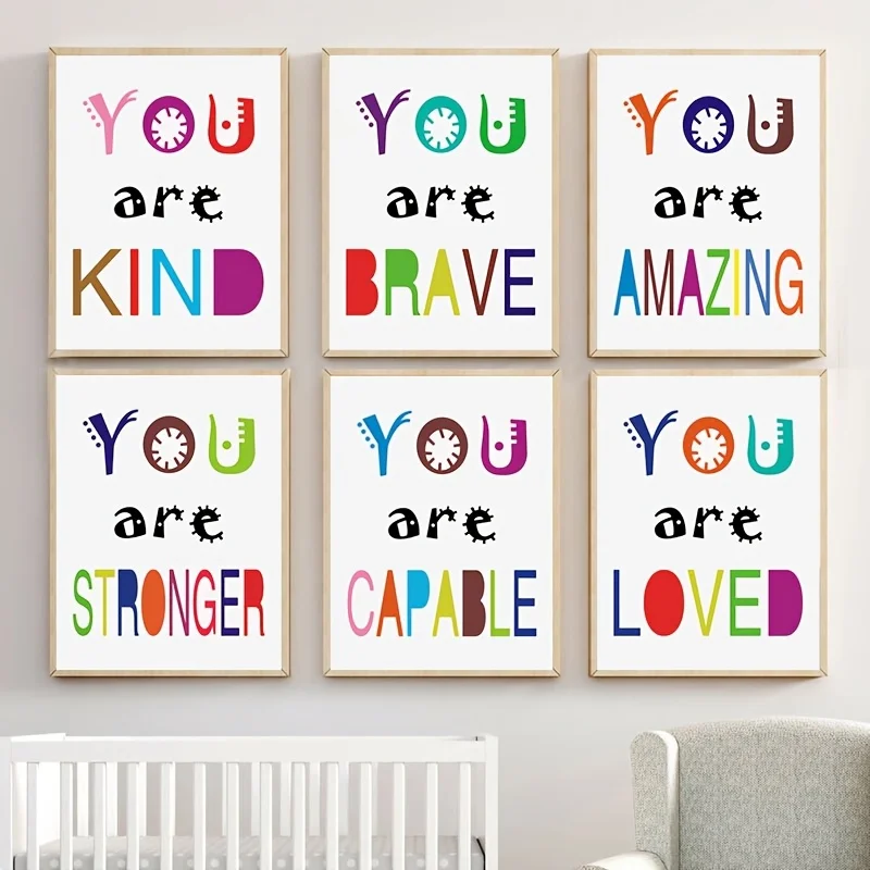 Cute Colorful Inspirational Words Canvas Poster Print Simple Modern Wall Decorative Picture for Kidsroom Nursery Home Art Decor