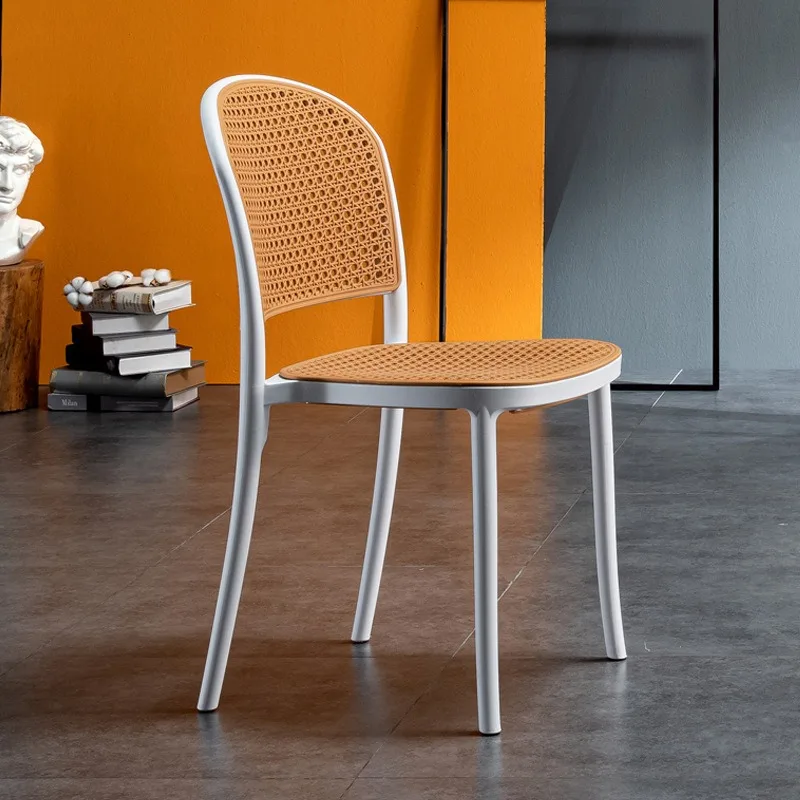 Simple backrest plastic chair Catering commercial equal chair Leisure rattan dining chair Wabi Sansan wind home thickening
