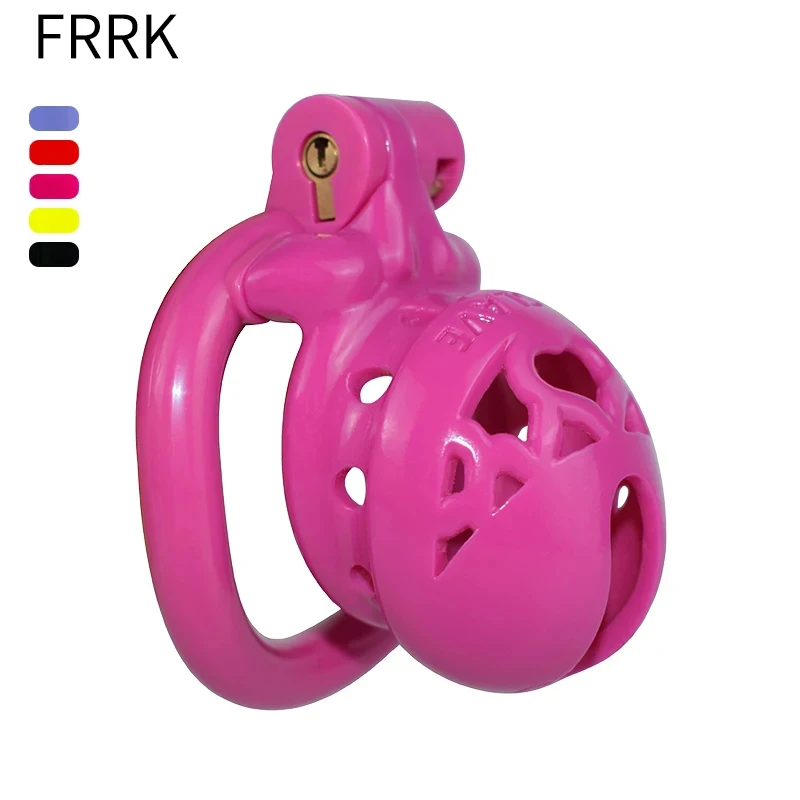 FRRK Lightweight Plastic Chastity Cage Device with Cobra Opening 4 Penis Rings Long Time Wear Bondage Gear BDSM Sex Toys for Men