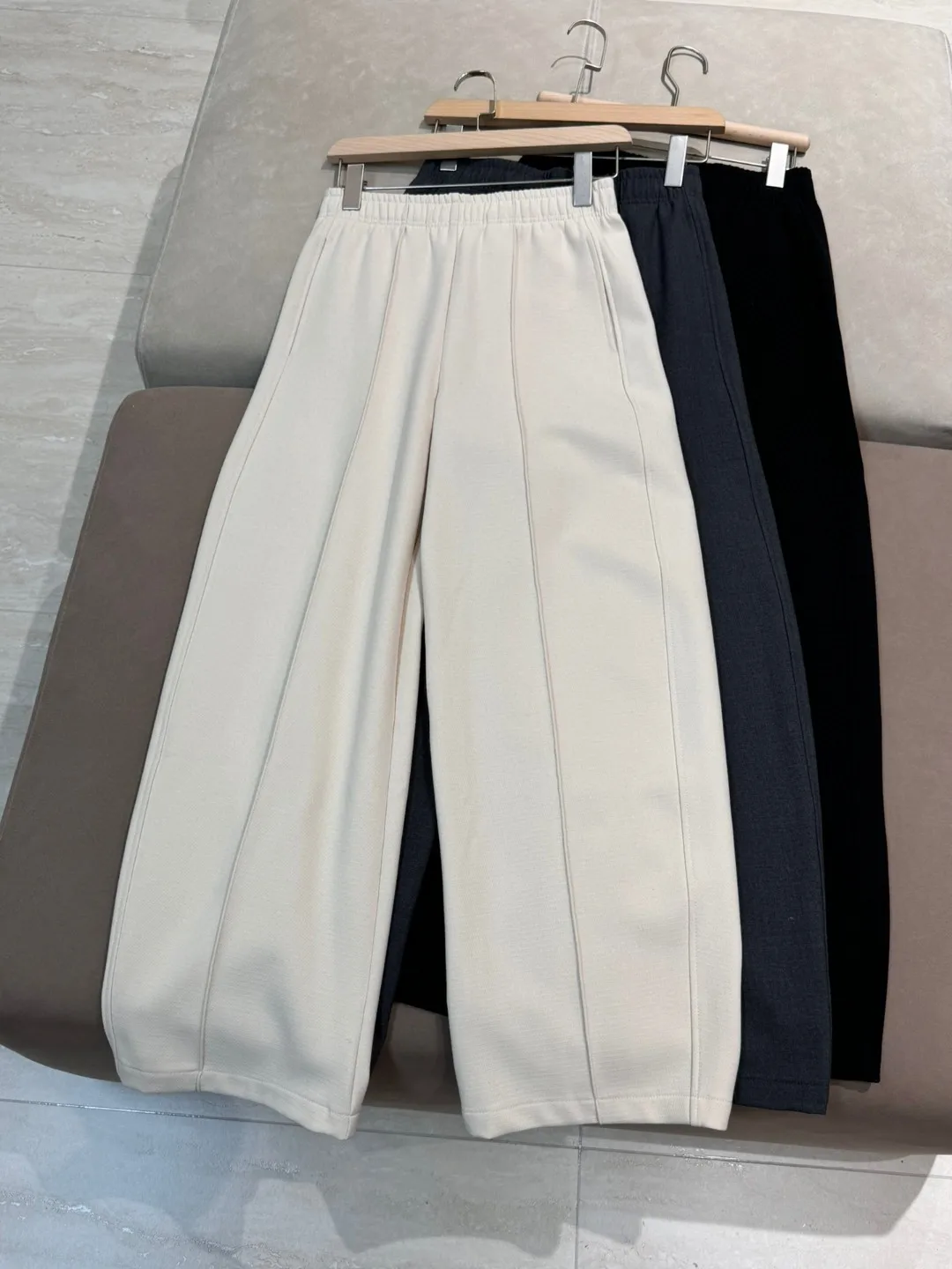 Autumn winter fleece lined casual high waist pants