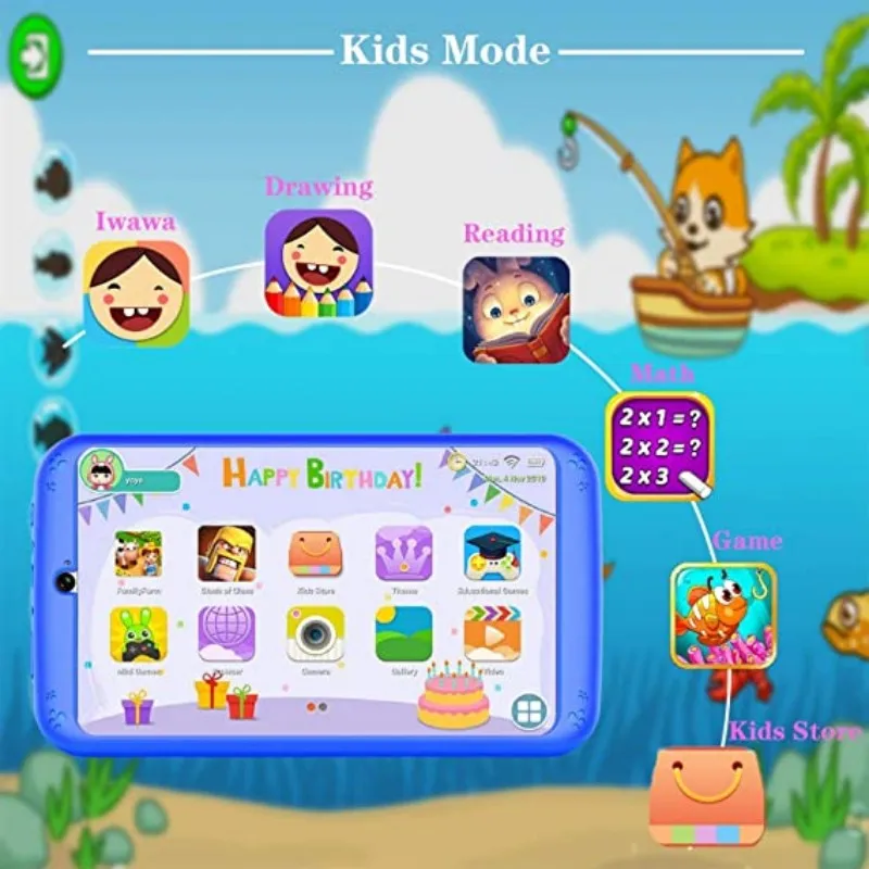 Hele Verkoop 7 INCH E98 Android 10.0 KID Gift Tablet PC 1GBRAM + 16G ROM Met Silicon beugel Case Dual Camera
