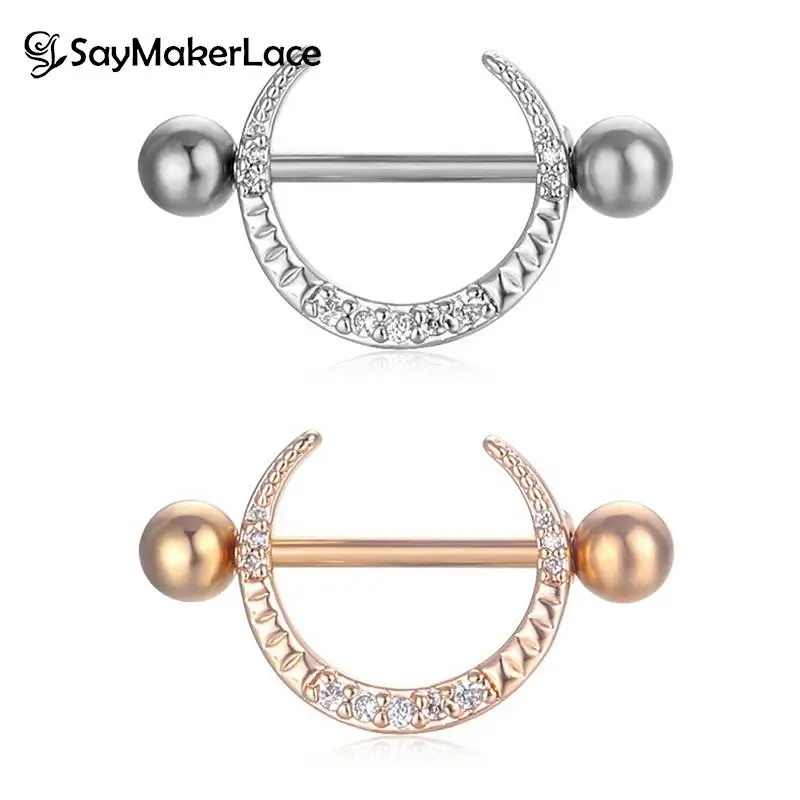 1PCS Neue Mond U-Shaped Barbell Nippel Ring Edelstahl Barbell Nippel Ring Piercing Helix Piercing Sexy Nippel schmuck