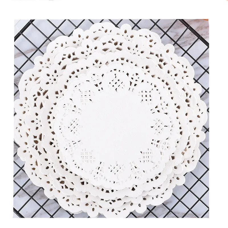 

100Sheets 88 114 140 160MM Multi Sizs Lace Paper Doilies Oil Absorbent Paper Placemats Bake Paper Cake Paper Mat Mats Decoration