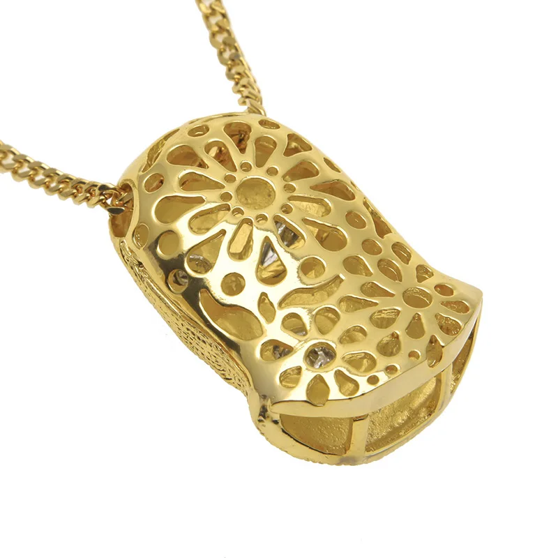Hip Hop Red Color CSGO CS GO GoonSki Mask Pendants Necklace for Men Rapper Jewelry with 5mm 28inch Stainless Steel Cuban Chain
