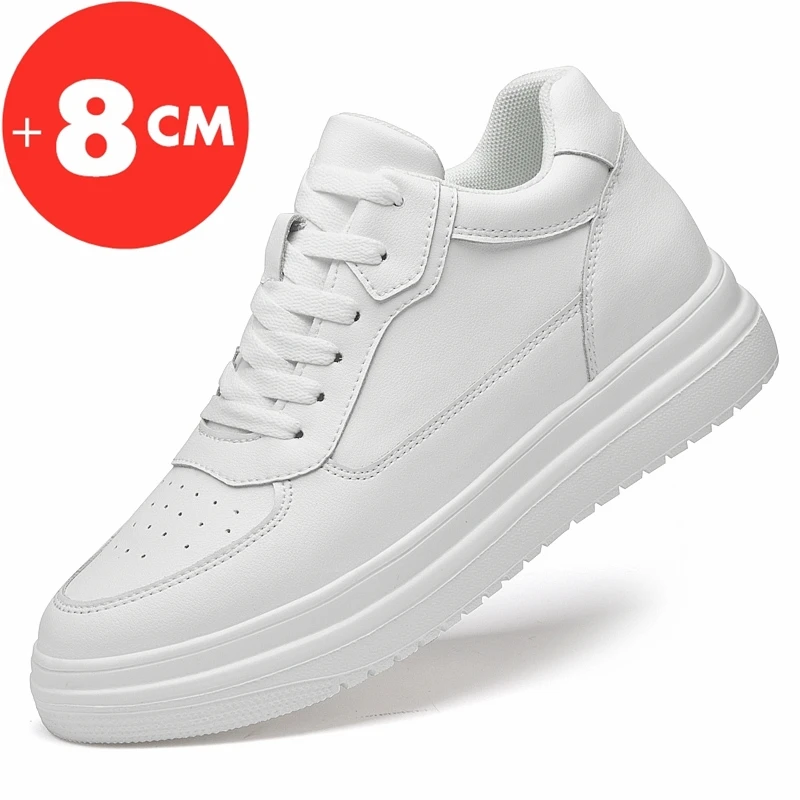 Lift Sneakers Man Lift Schoenen Hoogte Toename Binnenzool 8 cm Wit Zwart Hogere Schoenen Mannen Vrije tijd Mode Sport Plus maat 36-44