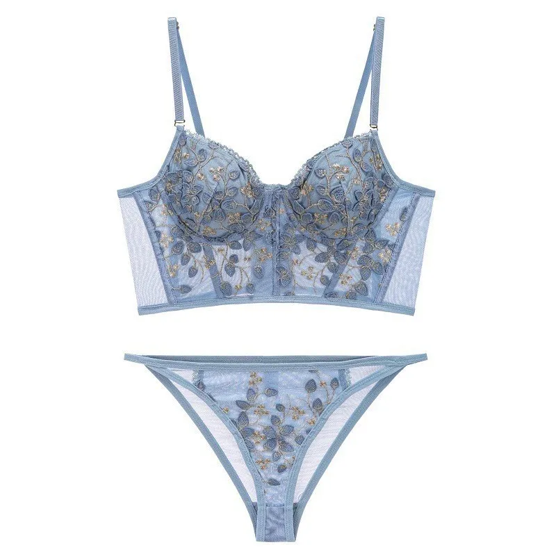 

French Palace Style Luxury Lace Underwear Set Women's Sexy Embroideried Strap Bra Brief Sets Female Sexy Solid Lingerie Everyday