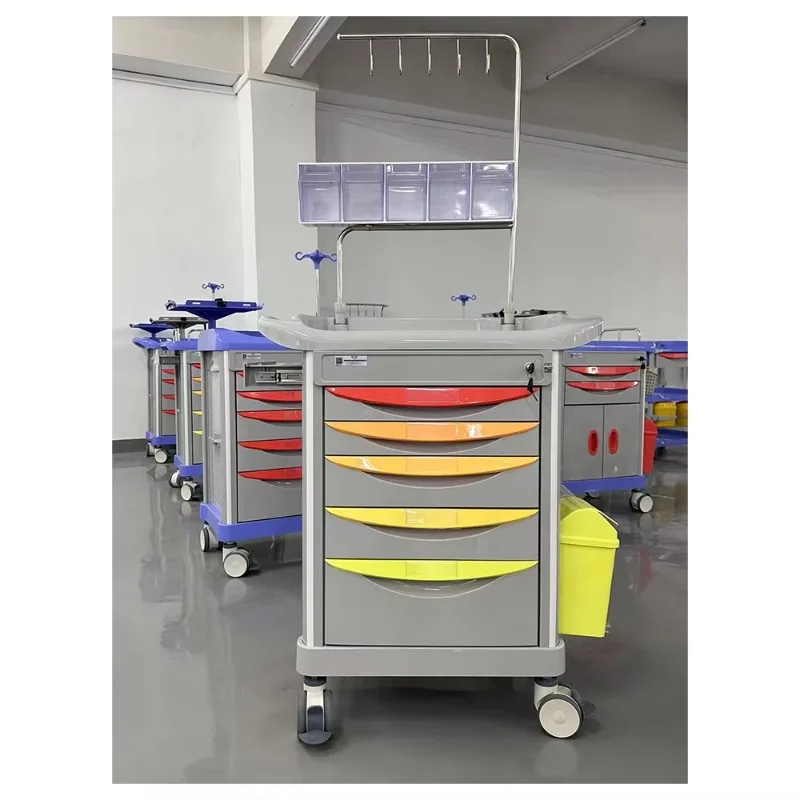 Emergency Cart Trolley 2 Tier Stainless Steel Kitchen Hospital Salon Lab Medical Equipment Instrument Surgic Tool Medicine Resus