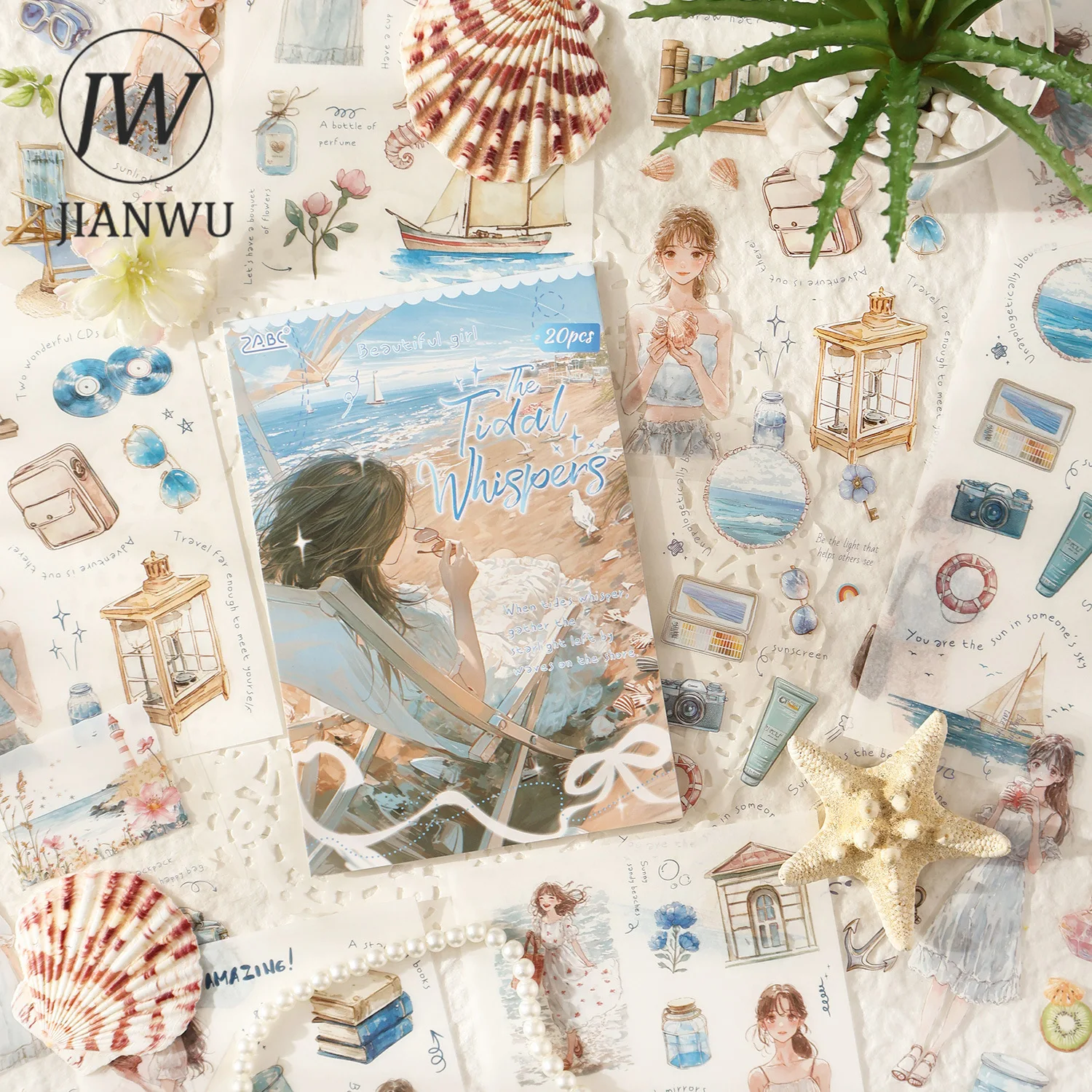 

JIANWU Eternal Secert Words Series Vintage Character Travel Landscape Material Collage PET Sticker Creative Journal Stationery