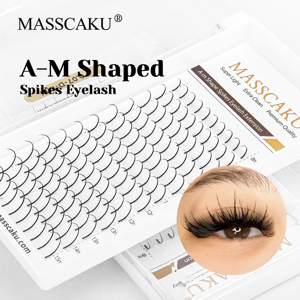 

Hot Sale A/M Shape Spikes Cluster Eyelash Extension 8-15mm Mix Length Handmade Natural Fluffy Premade Fans Eyelashes by MASSCAKU