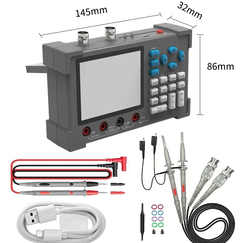 DSO3D12 3-in-1 Dual-Channel Oscilloscope Signal Generator Machine120Mhz Bandwidth 250MSa/s Sampling Rate Oscilloscope Multimeter