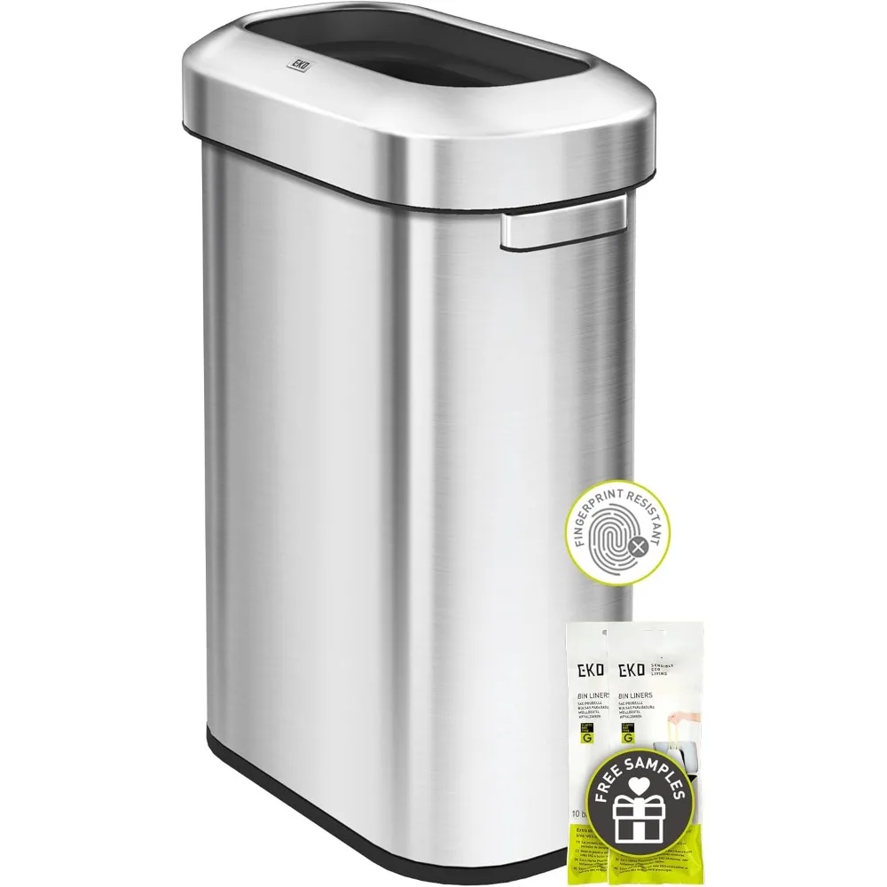 

Городской тонкий коммерческий мусорный бак из нержавеющей стали с открытым верхом емкостью 24 галлона/90 литров, высокий кухонный мусорный бак, сверхмощный коммерческий G