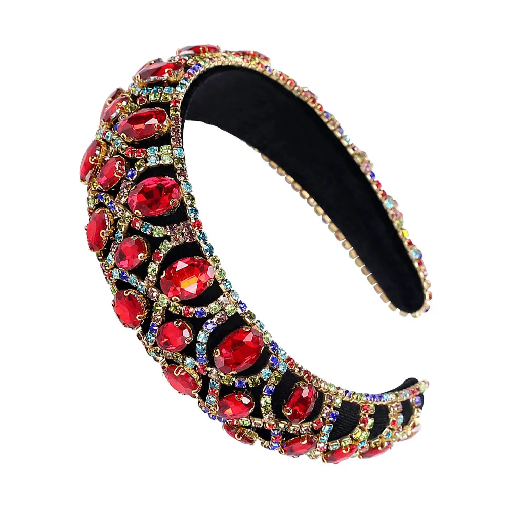 

Элегантная повязка на голову в стиле барокко со стразами, губчатая повязка для волос для женщин, средней тяжести, изысканного дизайна, для фестивалей, выступлений и повседневного использования