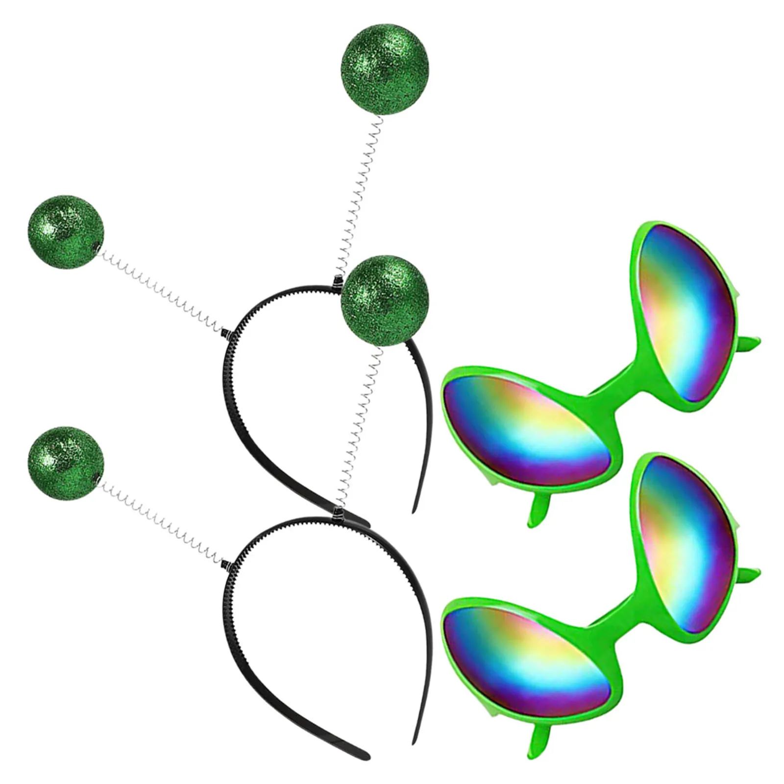 Zestaw 2 szt. Opaska na głowę z okularami w kształcie kosmitów, tęczowe soczewki, śmieszne akcesoria na imprezę kostiumową, okulary przeciwsłoneczne dla dorosłych, lekkie opaski na głowę.