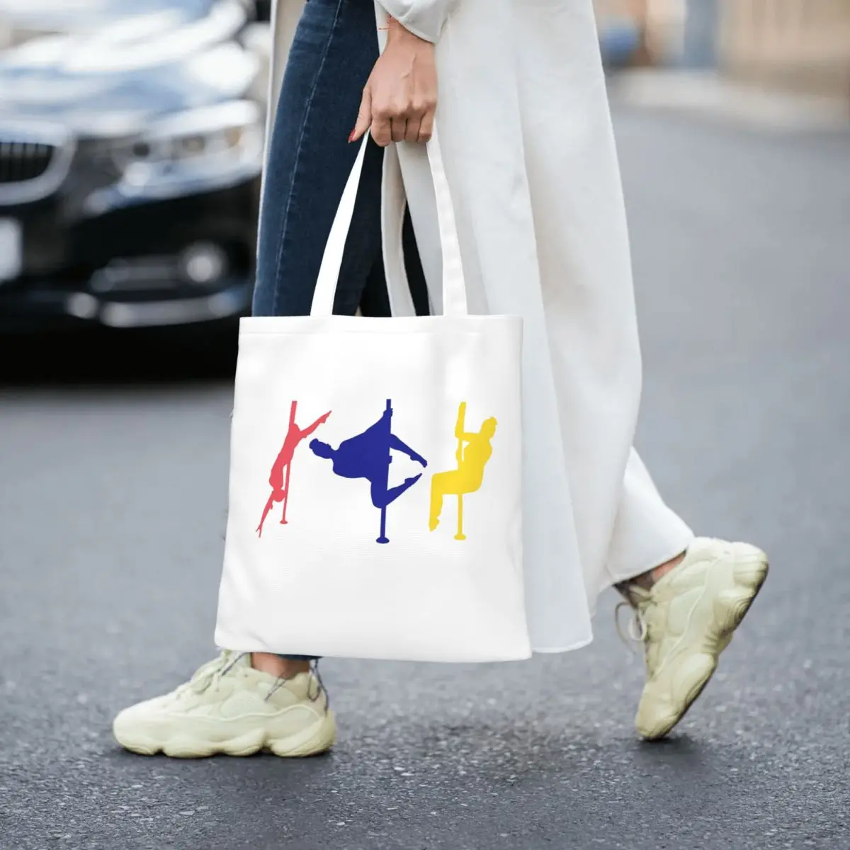 Hangback الضفدع القطب الرقص أرقام القطب الرقص أكياس التسوق قماش حمل حقيبة قابلة لإعادة الاستخدام للنساء حقيبة كتف حقيبة يد للسفر #6