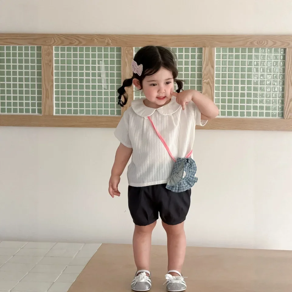 Girls' short sleeved doll shirt summer thin children's clothing summer Korean version children's
