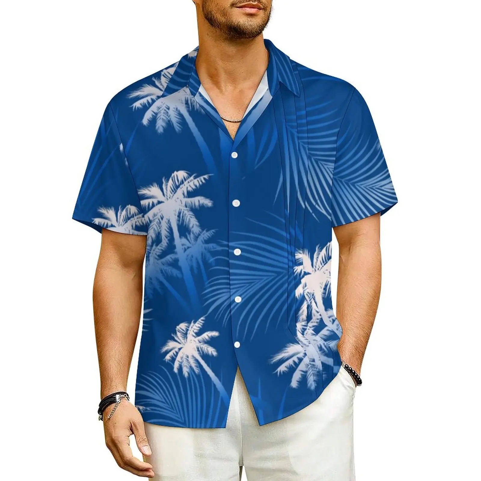 

Tropical Palm Trees Beach Shirt Leaf Print Hawaiian Casual Shirts Man Vintage Blouses Short Sleeve Y2K Fashion Design Tops