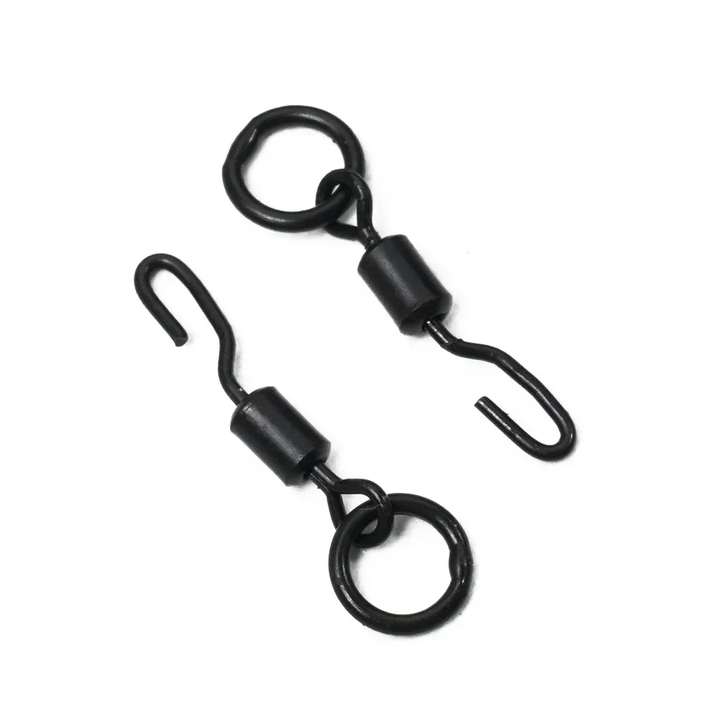 10/20/50/100pcs Spinner Swivels Ronnie Rigs Carp Fishing Quick Change Black Rotating Ring Carp Fishing Accessories image 6