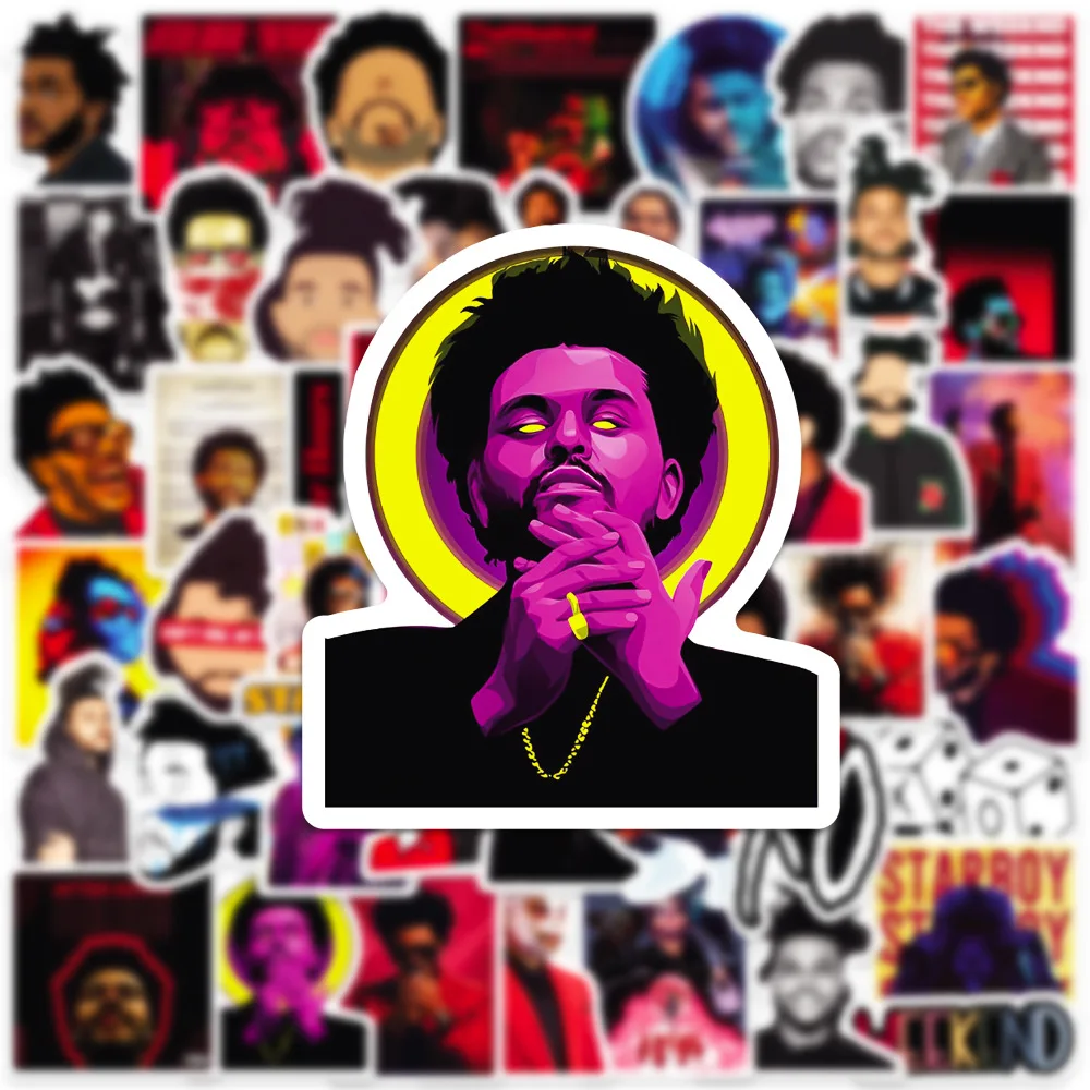 Cantor The Weeknd Graffiti adesivos impermeáveis, decalque legal, parede do telefone DIY, capacete da motocicleta, etiqueta da estrela do carro, presente do brinquedo, 10 pcs, 30 pcs, 50pcs