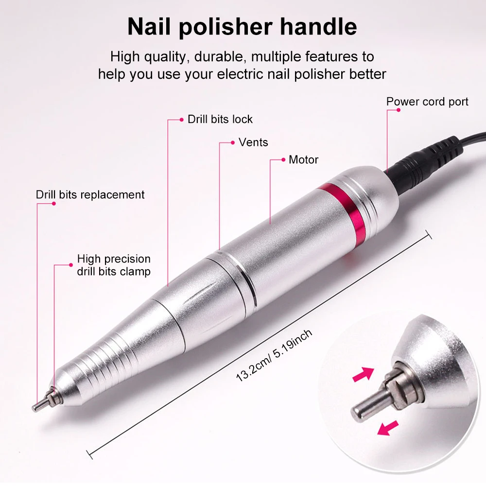 Taladro eléctrico para uñas de 45000 RPM, lima eléctrica de alta calidad, pantalla HD, pluma de manicura de Metal, lijadora de torno profesional para uñas