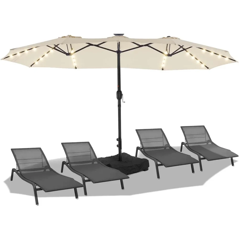 

Patio Umbrellas for Double Sided with Base, Crank Handle and Superior Resistance, 15ft Outdoor Umbrella