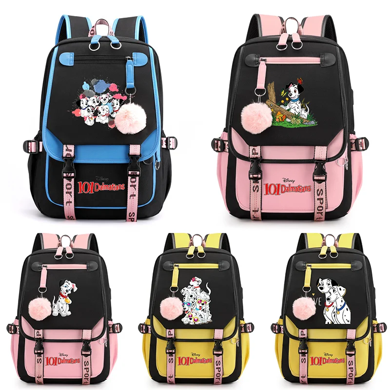 Disney 101 Dalmatians Women Men Rucksack Travel Bag Mochila Backpacks Teenager USB Charging Laptop Backpack