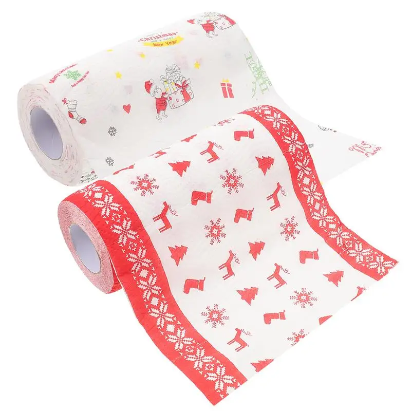 2 Rolls Of Grease-Proof Paper Fried Food Paper Christmas Themed Snacks Paper Kitchen Disposable Dish Towel Food Pad Paper