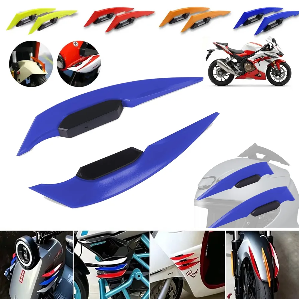 2pcs Universal Refit Motorcycle Winglet Aerodynamic Spoiler Dynamic Wing Decoration Sticker For Motorcycles E-bikes Scooters