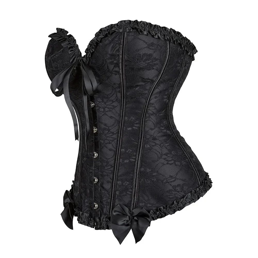 Vintage Overbust Corset Tops Gothic Victorian Women Bustier Lace-up Boned Shapewear Slimming Waist Shaping Korset view 5