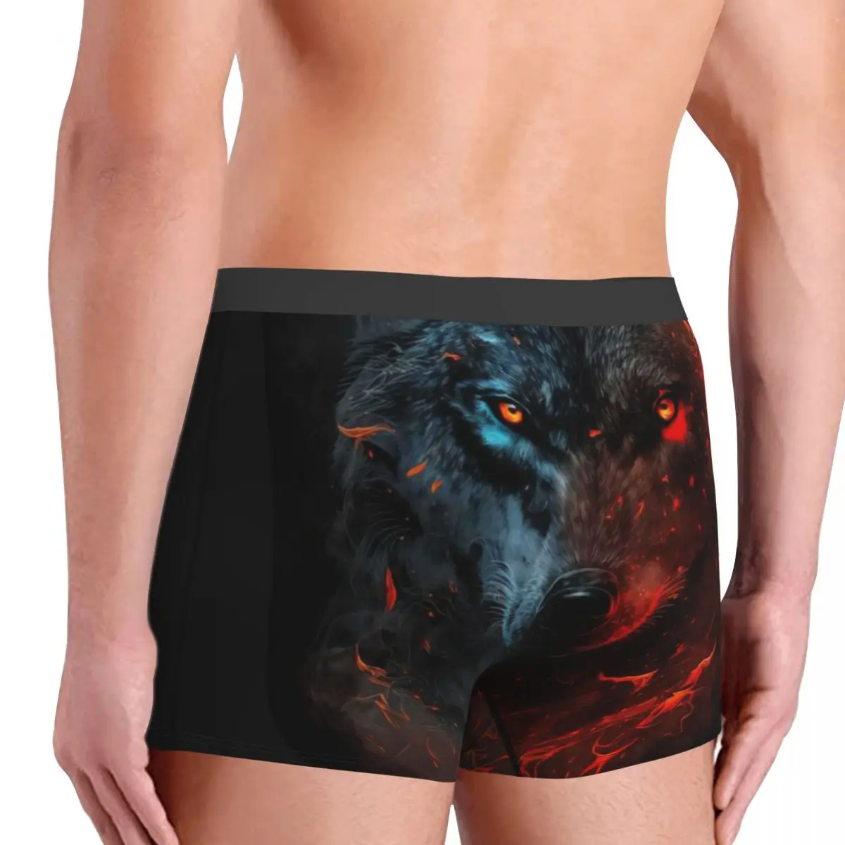 Wolf Underpants Breathbale Panties Male Underwear Print Shorts Boxer Briefs