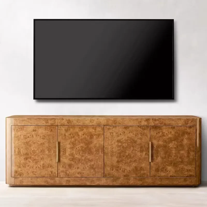 220*45*55cm Double Door High Quality Living Room Tv Stands Solid Wood Home Furniture 4-door Media Console With 3 Drawers