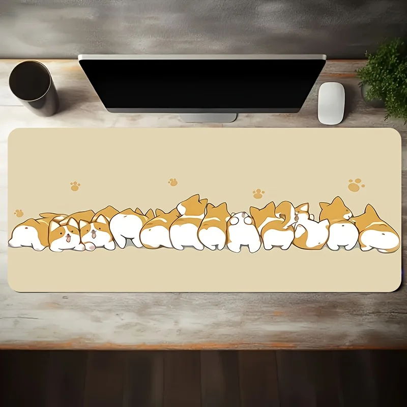 

Large Cute Corgis Lining Up Gaming Mouse Pad, Non-Slip Washable Rubber Base, Oversized Desk Mat for Office PC Decor