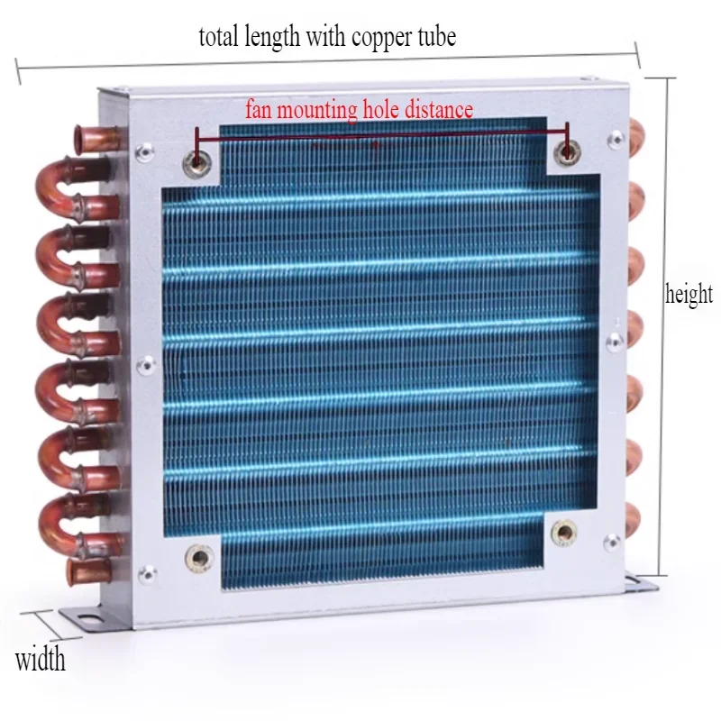 1PCS Refrigerator freezer aluminum fin and copper tube heat exchanger with fan Small shell condenser radiator Fan view 4