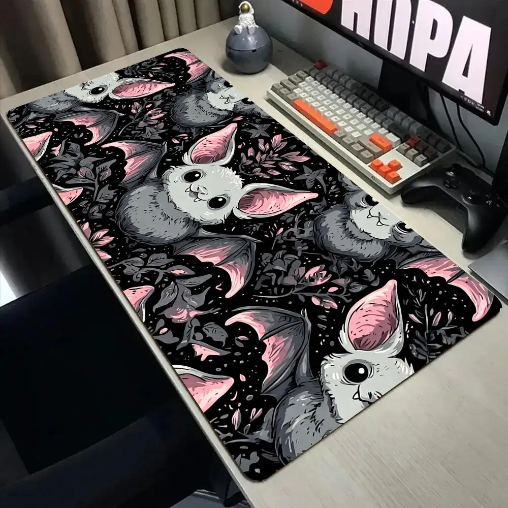 Adorably goofy bat Mouse Pad Desk Mat with Stitched Edge XXL Mousepads Rubber Anti-slip Gamer Keyboard Rug Gaming Mats Mauspad
